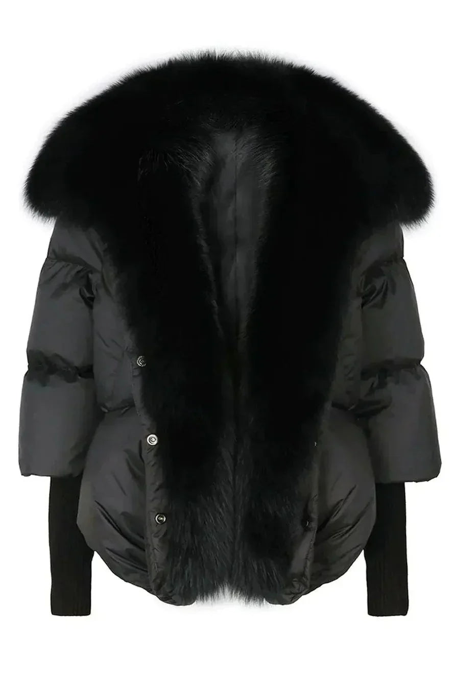 Luxus Jacke mit Kunstpelzkragen