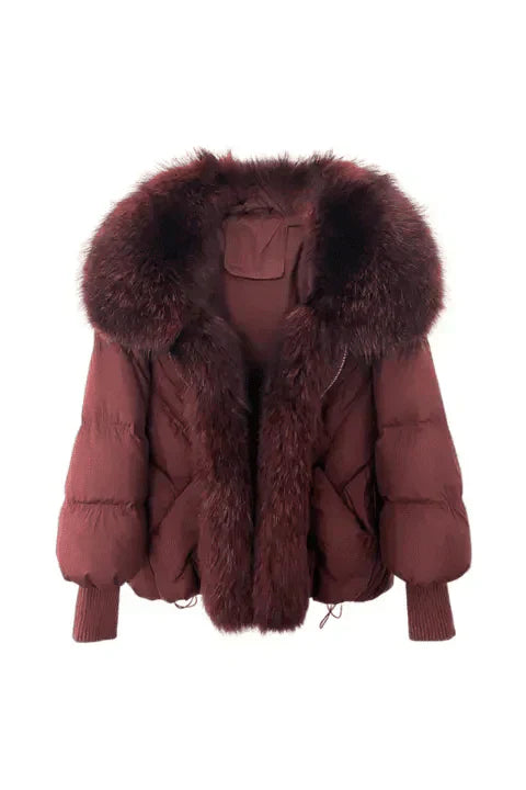 Luxus Jacke mit Kunstpelzkragen